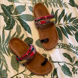 Rainbow One Toed Sandals